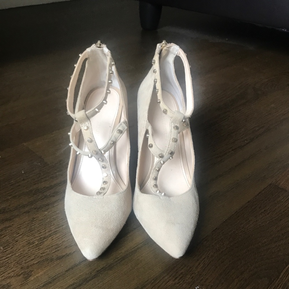 Banana Republic Beige Gold-Studded Suede Pumps